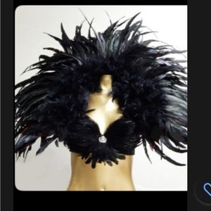 Handmade custom feather standup collar bolero. Burlesque, drag, stage, gothic